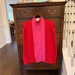 Tuckernuck x India Hicks Pink and Red Colorblock Blouse NWOT